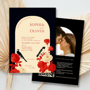 Moody Floral & Birds Arch All in One QR Code Invitation