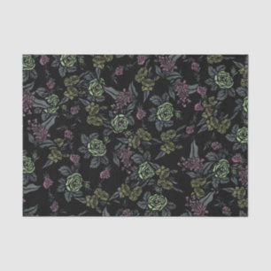 Moody Floral Flowers Pattern Greens and Mauve      Tissue Paper
