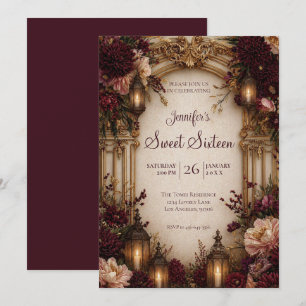 Moody Floral Gothic Sweet 16 Invitation