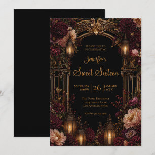 Moody Floral Gothic Sweet 16 Invitation