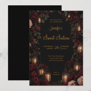 Moody Floral Gothic Sweet 16 Invitation