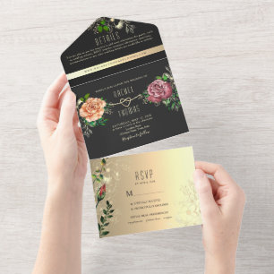 Moody Floral Mariage All In One Invitation