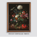 Moody Floral Oil Painting, Antique Dark Still Life Poster<br><div class="desc">The Dutch and Flemish took extraordinary delight in depictions of the natural world as an expression of God’s everlasting blessing. The flower paintings of Jan Davidsz de Heem celebrate the beauty of flora while at the same time exemplifying the concept of Ars longa, vita brevis (art is long, life is...</div>