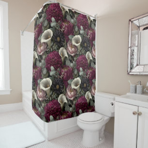 Moody Floral Pattern with Dahlias and Calla Lilies