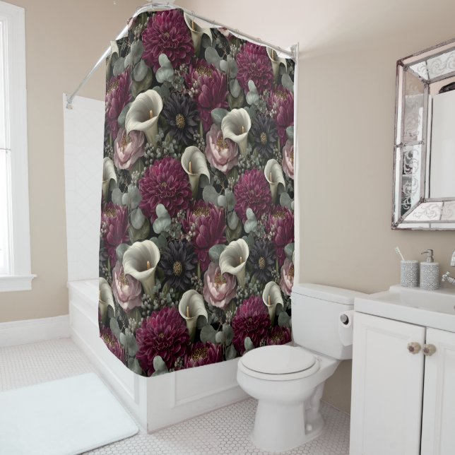 Moody Floral Pattern with Dahlias and Calla Lilies (In Situ)
