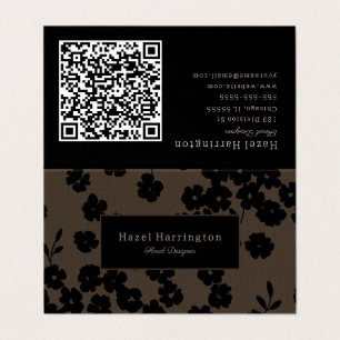 Moody Floral QR Code plié Floral Carte de visite F