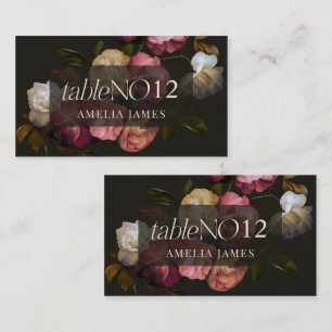 Moody Floral Wedding Dark Romantic Black Burgundy Place Card