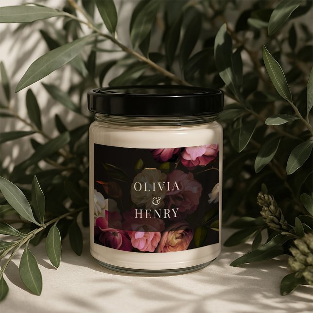 Moody Floral Wedding Dark Romantic Black Burgundy Sticker (Creator Uploaded)