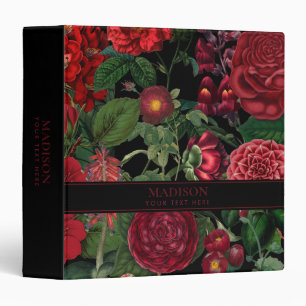 Moody Florals Black & Burgundy Vintage Monogram Binder