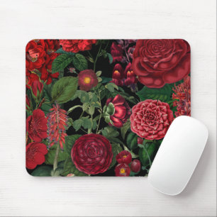 Moody Florals Black & Burgundy Vintage  Mouse Pad