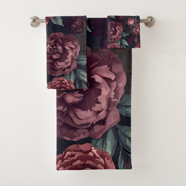 Moody Florals Watercolor Dark Red Pattern (En situation)