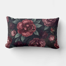 Moody Florals Watercolor Dark Red Pattern