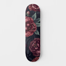 Moody Florals Watercolor Dark Red Pattern