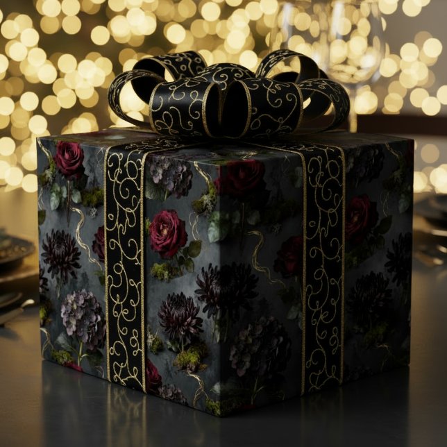 Moody Flower  Dark Floral Gift Wrapping Paper (Creator Uploaded)