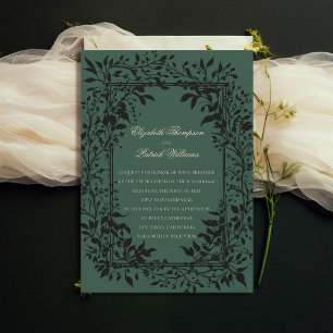 Moody Forest Botanical Elegant Classic Wedding Invitation