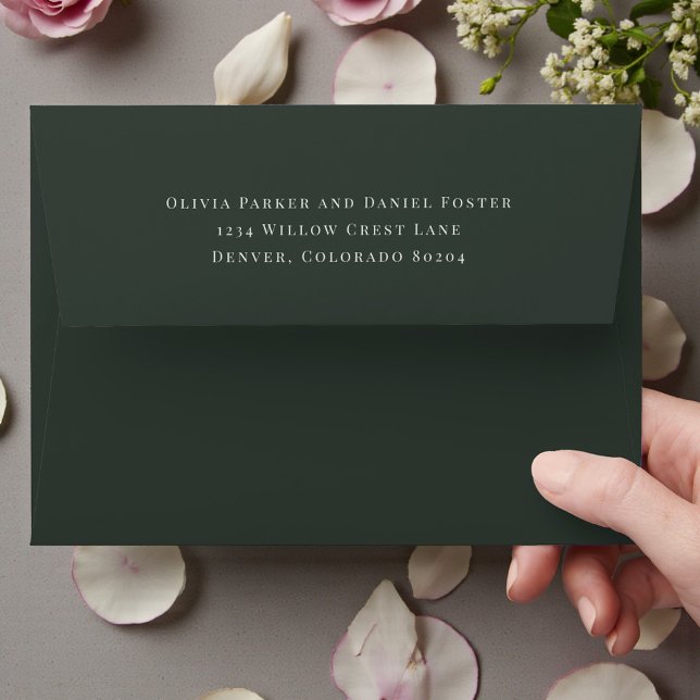 Moody Forest Green Return Address Wedding Envelope (Creator Uploaded)