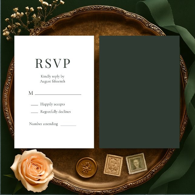 Moody Forest Green Wedding RSVP  Card (Creator Uploaded)