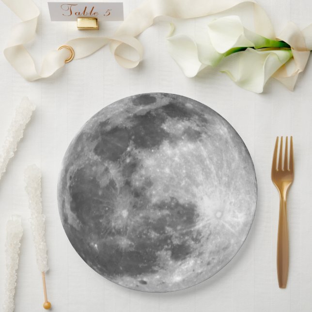 Moody Full Moon Paper Plate (Wedding)