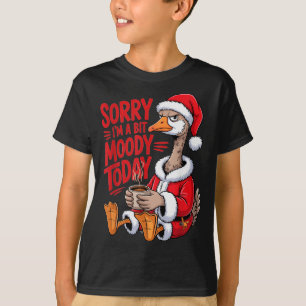 Moody Goose Christmas Santa Suit Coffee Humor Art  T-Shirt