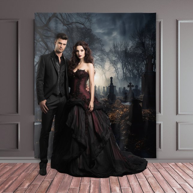 Moody Gothic Autumn Moonlit Graveyard XLarge Tapestry (Creator Uploaded)