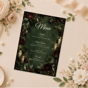 Moody Gothic Botanical Wedding Menu