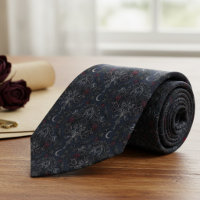 Moody Gothic Crow and Crescent Moon Damask