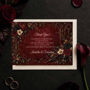 Moody Gothic Dark Academia Wedding Thank You Card
