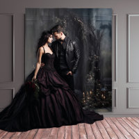 Moody Gothic Dark Arch & Pink Roses XLarge