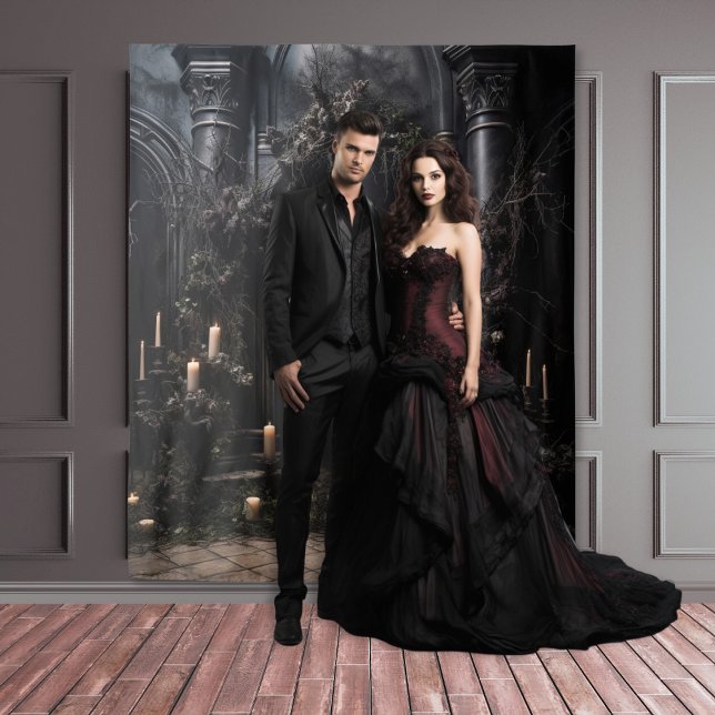 Moody Gothic Dark Wedding Arch & Candles XLarge Tapestry (Creator Uploaded)