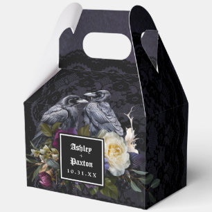 Moody Gothic Floral Bouquet on Black Lace Large Favor Box