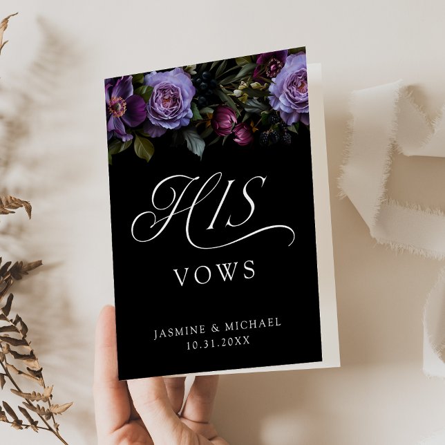 Moody Gothic Floral His Wedding Vows Card (Creator Uploaded)