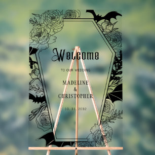 Moody Gothic Floral Mariage Affiche de bienvenue