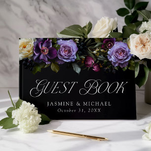 Moody Gothic Floral Photo Wedding Guest Book