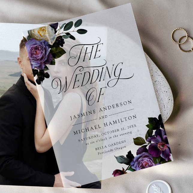 Moody Gothic Floral Wedding Vellum Invitations (Creator Uploaded)