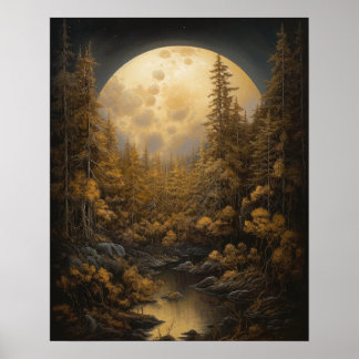 Moody Gothic Moon Art Imprimer Poster