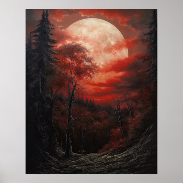 Moody Gothic Moon Art Imprimer Poster (Devant)