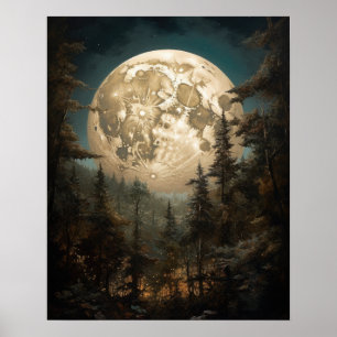 Moody Gothic Moon Art Imprimer Poster