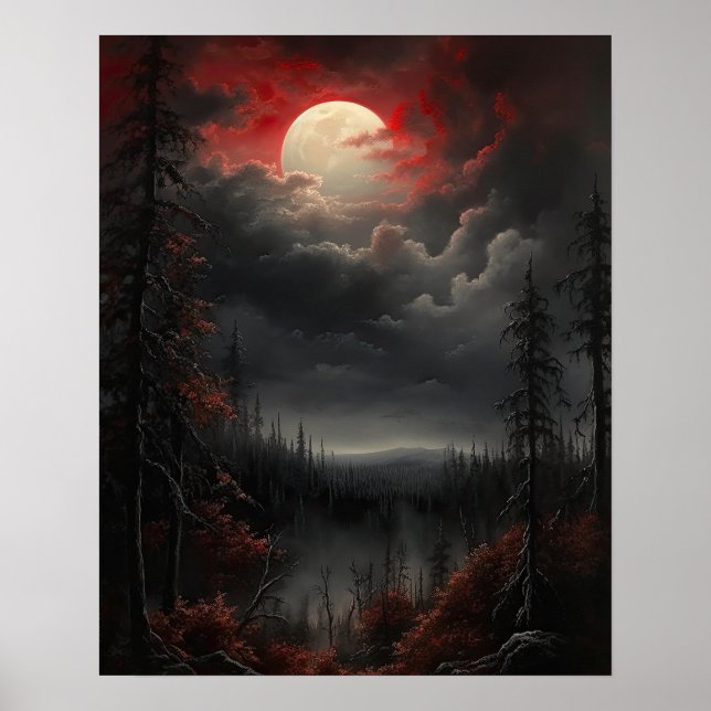 Moody Gothic Moon Art Imprimer Poster (Devant)
