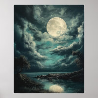 Moody Gothic Moon Art Imprimer Poster
