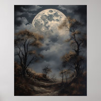 Moody Gothic Moon Art Imprimer Poster