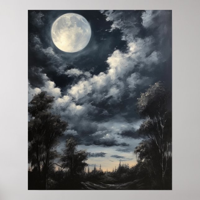Moody Gothic Moon Art Print Poster (Front)