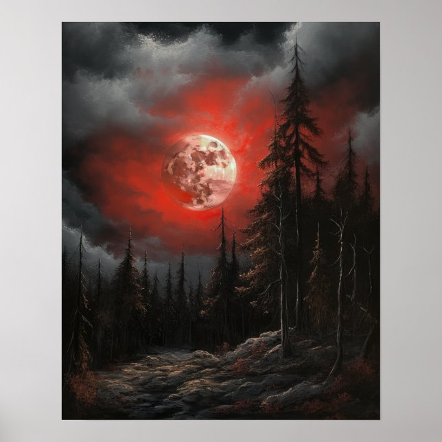 Moody Gothic Moon Art Print Poster (Front)