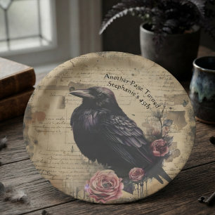 Moody Gothic Onyx Raven Party Paper Plate