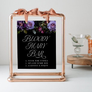 Moody Gothic Purple Floral Bloody Mary Bar Sign
