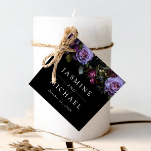 Moody Gothic Purple Floral Wedding Favour Tags