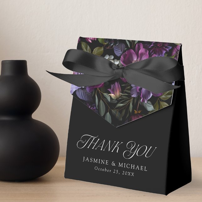Moody Gothic Purple Floral Wedding Thank You Favor Box (Creator Uploaded)