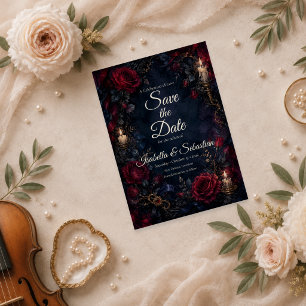 Moody Gothic Rose Wedding Save The Date