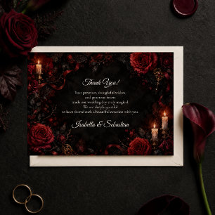 Moody Gothic Rose Wedding Thank You Card