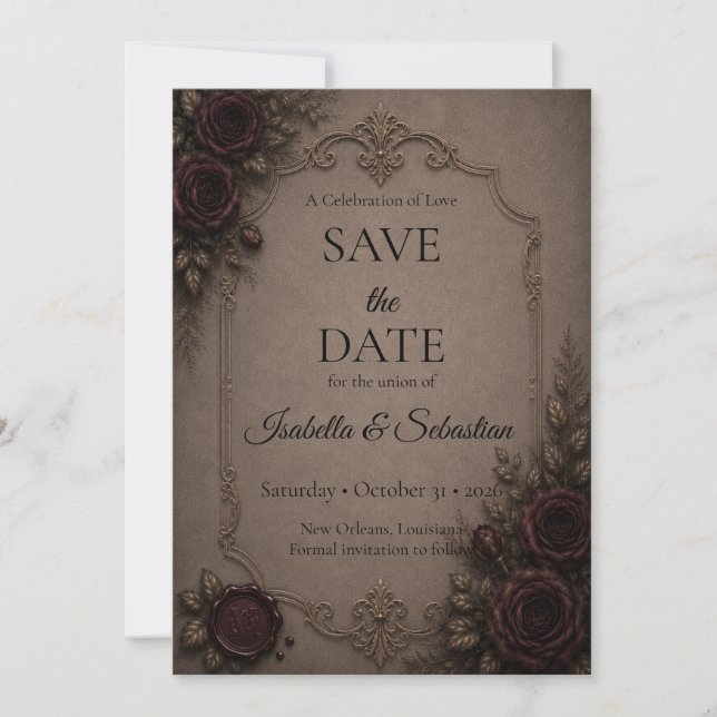 Moody Gothic Wedding Save The Date (Front)
