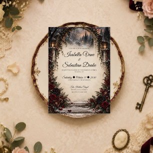 Moody Gothic Winter Garden Wedding Invitation